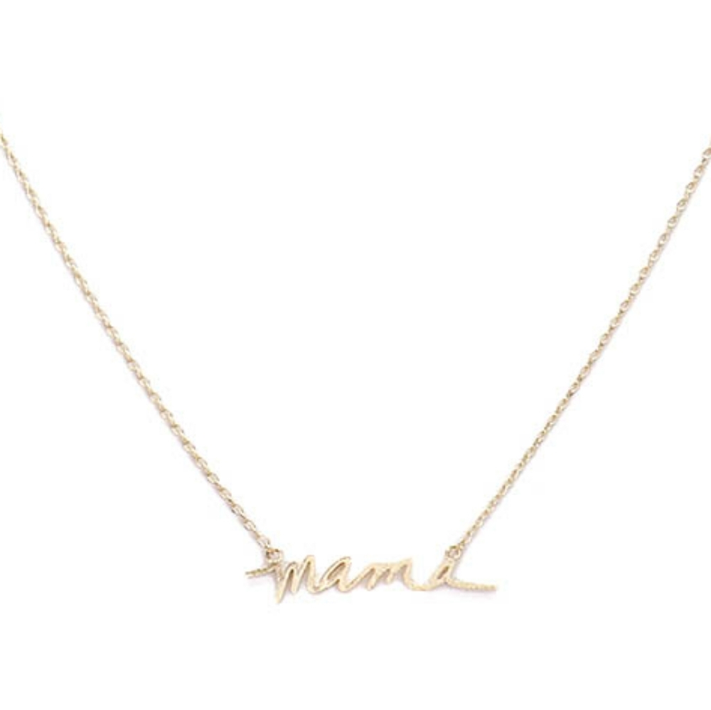 Gold MAMA Worded Pendant Necklace Chain Jewelry - Picture 3 of 3